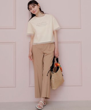 ANY SIS 【洗える】シアーチュールロゴ Tシャツ アイボリー