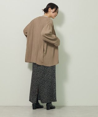 Green Parks ・ＥＬＥＮＣＡＲＥ　ＤＵＥ　プリーツノーカラージャケッ Gray Beige