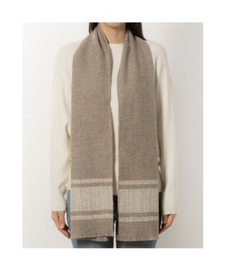 UNBILLION カシュネ cache nez / カシミヤボーダー縮絨マフラー ブラウン