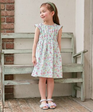 ANY KIDS プリント サマー ワンピース ミント×花柄