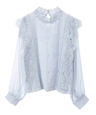 Green Parks ・Ｐｅｔｉｔ　Ｆｌｅｕｒ　イロイロレースブラウス Light Gray