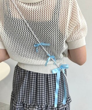 WEGO リボンビーズストラップ サックス