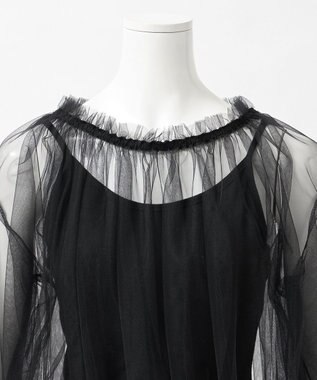 23区 S 【GOLD LABEL】チュール ギャザーブラウス ブラック系