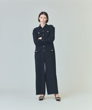 GRACE CONTINENTAL バックサテンオールインワン ブラック