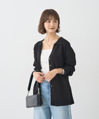 earth music&ecology 袖口スリットスキッパーカーディガン Black