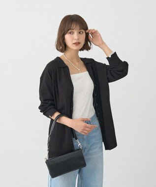 earth music&ecology 袖口スリットスキッパーカーディガン Black