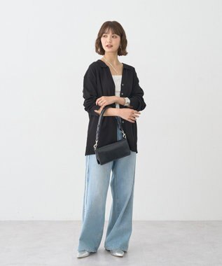 earth music&ecology 袖口スリットスキッパーカーディガン Black