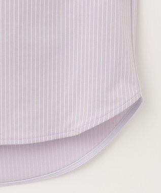 J.PRESS LADIES L ピンストライプジャージー バンドカラー スキッパー カットソー ふじ色系1