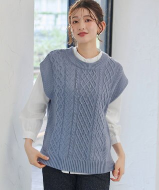 【2点セット・洗える】ニットベスト＋起毛シャツ