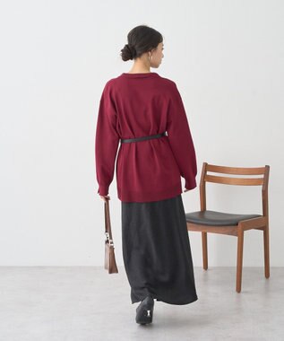 earth music&ecology 袖口スリットスキッパーカーディガン Bordeaux