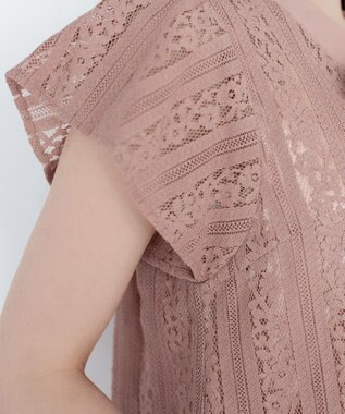 Tiaclasse 【洗える】幅広く活躍が期待できるボウタイレースブラウス ピンク