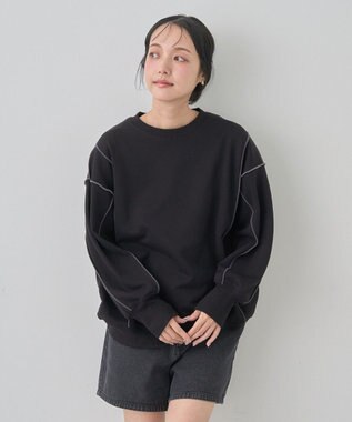 earth music&ecology 配色ルーズチュニック Black