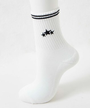 WEGO 底パイルスターラインソックス（14㎝丈） ホワイト
