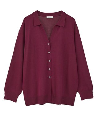 earth music&ecology 袖口スリットスキッパーカーディガン Bordeaux