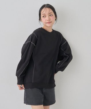 earth music&ecology 配色ルーズチュニック Black