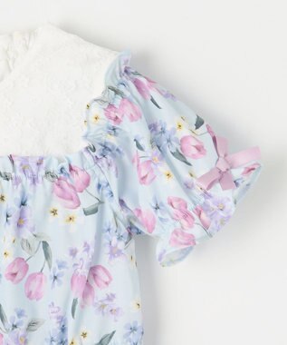 ANY KIDS オン・オフショルダー チューリップ ワンピース サックスブルー系