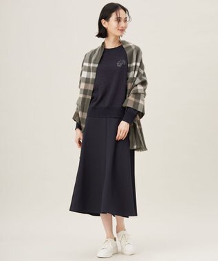 自由区 L 【セットアップ対応・洗える】ブークレダンボールフレア スカート ネイビー