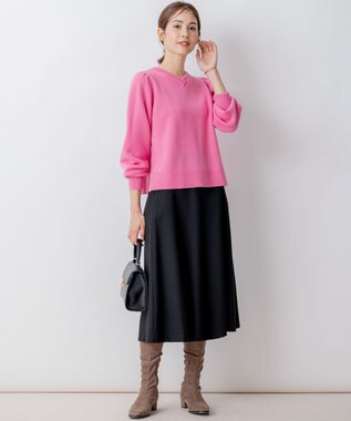 組曲 【8色展開・前後着用可】ウールカシミヤミックス パフスリーブ ニット 【WEB限定】ローズピンク系9