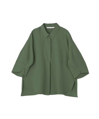 YECCA VECCA バルーン袖スキッパーシャツ Dark Khaki