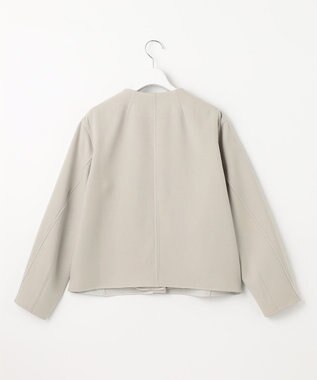 自由区 L 【洗える】ライトダブルクロス ノーカラージャケット サンドベージュ