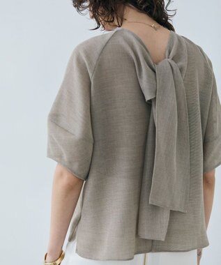 BEIGE， LIATRIS / バックリボン ハーフスリーブブラウス Flax