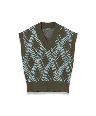 JOSEPH チェックニット　ベスト Palm Leaf/Chambray