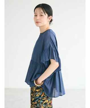 CRAFT STANDARD BOUTIQUE ウ゛ィンテージボイルティアード切替ブラウス Deep Blue