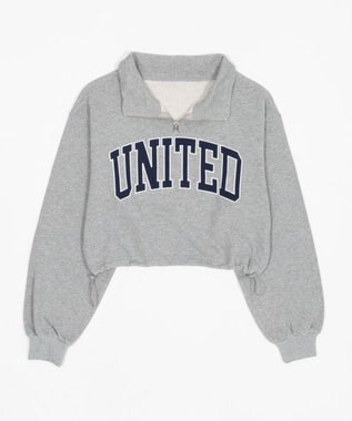 WEGO グラフィックハーフジップスウェット 杢グレー