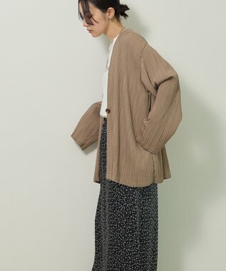 Green Parks ・ＥＬＥＮＣＡＲＥ　ＤＵＥ　プリーツノーカラージャケッ Gray Beige