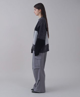 WEGO 【ユニセックス着用ITEM】ベロアモールカラーブロックプルオーバー ブラック中濃色