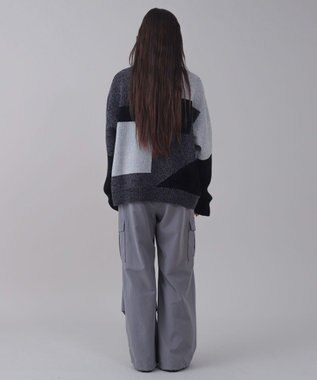 WEGO 【ユニセックス着用ITEM】ベロアモールカラーブロックプルオーバー ブラック中濃色