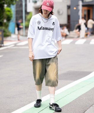 WEGO 【２点セット/ユニセックス着用ITEM/吸水速乾】アクセ付きメッシュロゴT（SS） ホワイト