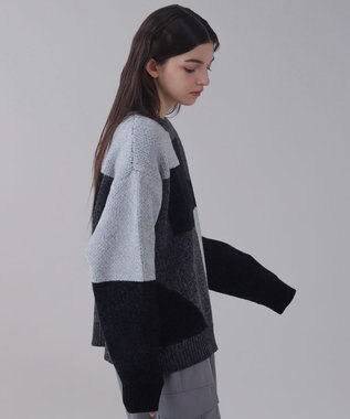 WEGO 【ユニセックス着用ITEM】ベロアモールカラーブロックプルオーバー ブラック中濃色