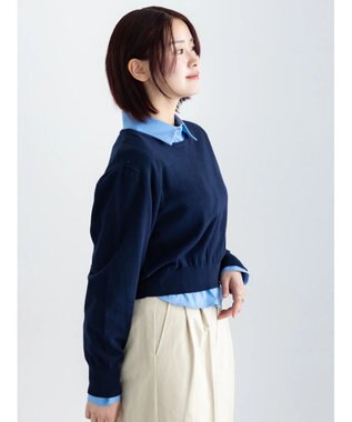 Te chichi コンパクトクルーネックニット【AOYAMA FASHION ASSOCIATION × Te chichi】 ネイビー