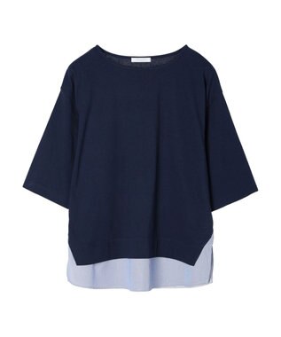 Green Parks 裾ドッキングレイヤー風７分袖プルオーバー Navy