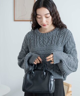 WEGO ケーブルショートニット 杢グレー