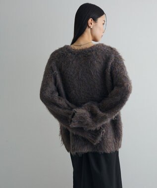 Green Parks 前後２ｗａｙキーネックシャギーニット Brown