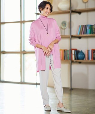 自由区 【洗える/Sサイズ有】カシミヤシルクブレンド ニットカーディガン ピンク系