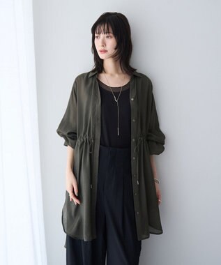 YECCA VECCA シアー2way袖バルーンチュニック Charcoal Gray