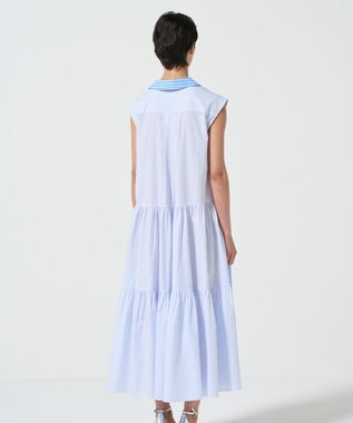 GRACE CONTINENTAL ティアードコンビシャツワンピース ストライプ