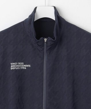 23区GOLF 【MEN】【UVカット】千鳥ジャカードニットブルゾン ネイビー系