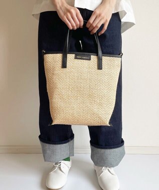 Hekhèr Le Style de Vie 【日本製 / 2WAY】ジュート×牛革 縦型トートバッグ ブラック