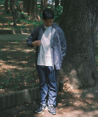 SHARE PARK MENS 【UVカット・撥水・ストレッチ】イージーデニムノーカラーシャツ ネイビー系