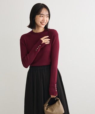 Green Parks 袖口金釦リブニットプルオーバー