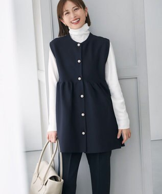 自由区 L 【洗える】シルクウールリブタートルネック ニット オフ×グレー