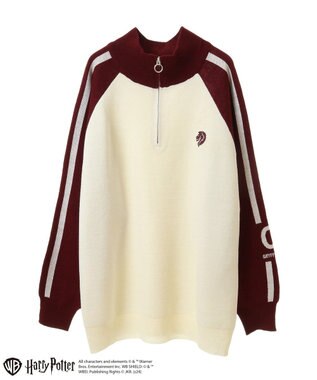 Green Parks ハリー・ポッター／ライン入りハーフジップニット Red