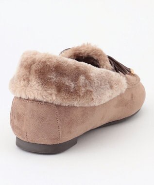 ANY SIS リボンフェイクファー モカシン ベージュ