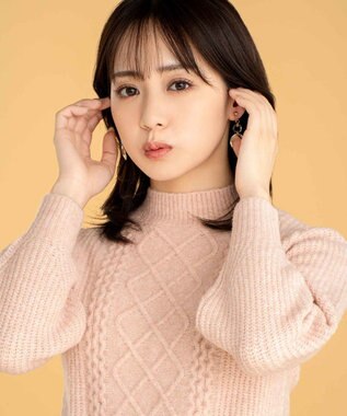 ANY SIS S 【低身長企画】ケーブルコンパクト ニット ペールピンク