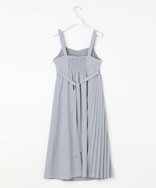 Feroux 【洗える】プリーツコンビ ジャンパースカート スカイブルー系