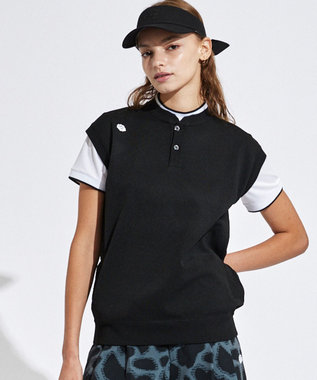 PW CIRCULUS 【WOMEN】バックメッシュ ニットベスト ゴルフウェア レディース ブラック系